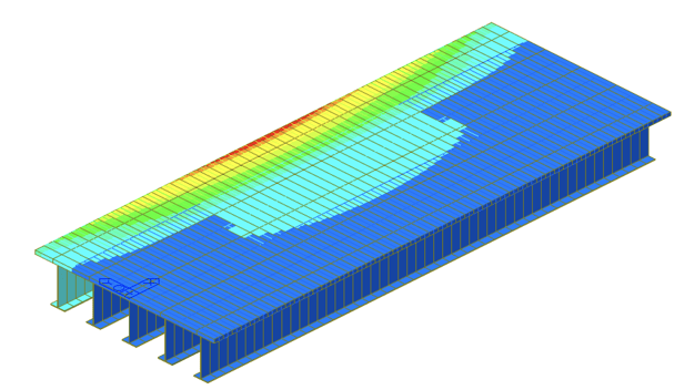 Displacement contour considering stiffness of slab (Finite Element Method)