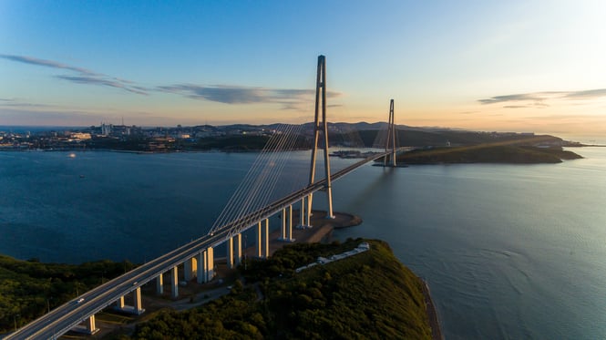 Russky Island Bridge in Russia; Worlds tallest cable stayed bridge