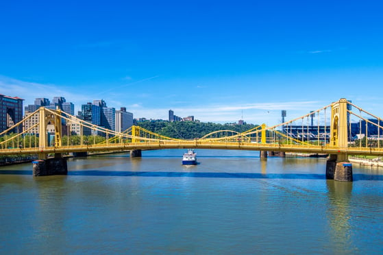 Self-Anchored Suspension Bridge Three Sisters Bridges Pittsburgh