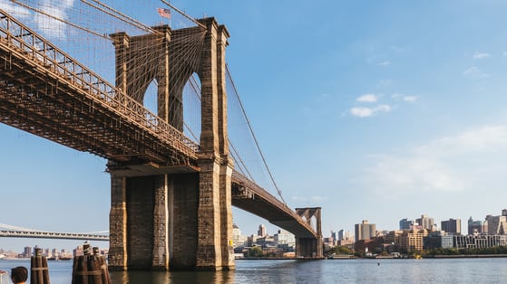The Brooklyn Bridge in NYC a suspension bridge