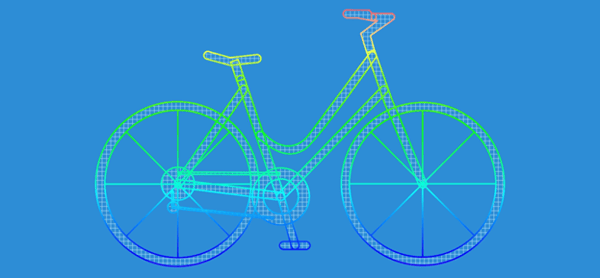 Example of meshless analysis of a bycicle with MeshFree
