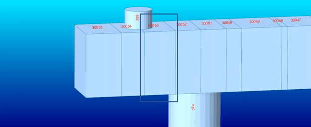 Skewed steel girder bridge with sub beam and variable girder span lengths.