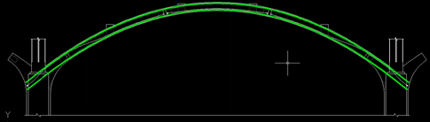 Four 15 Strand PT tendons stressed through arch span for continuity
