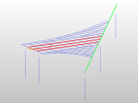 Irregular bridge grillage model in midas Civil.