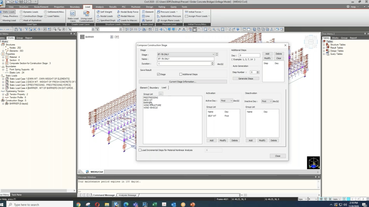 Construction Stage Analysis in Midas Civil