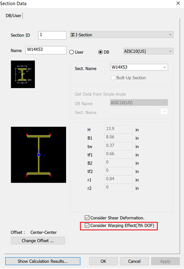 Section Data in MIDASoft