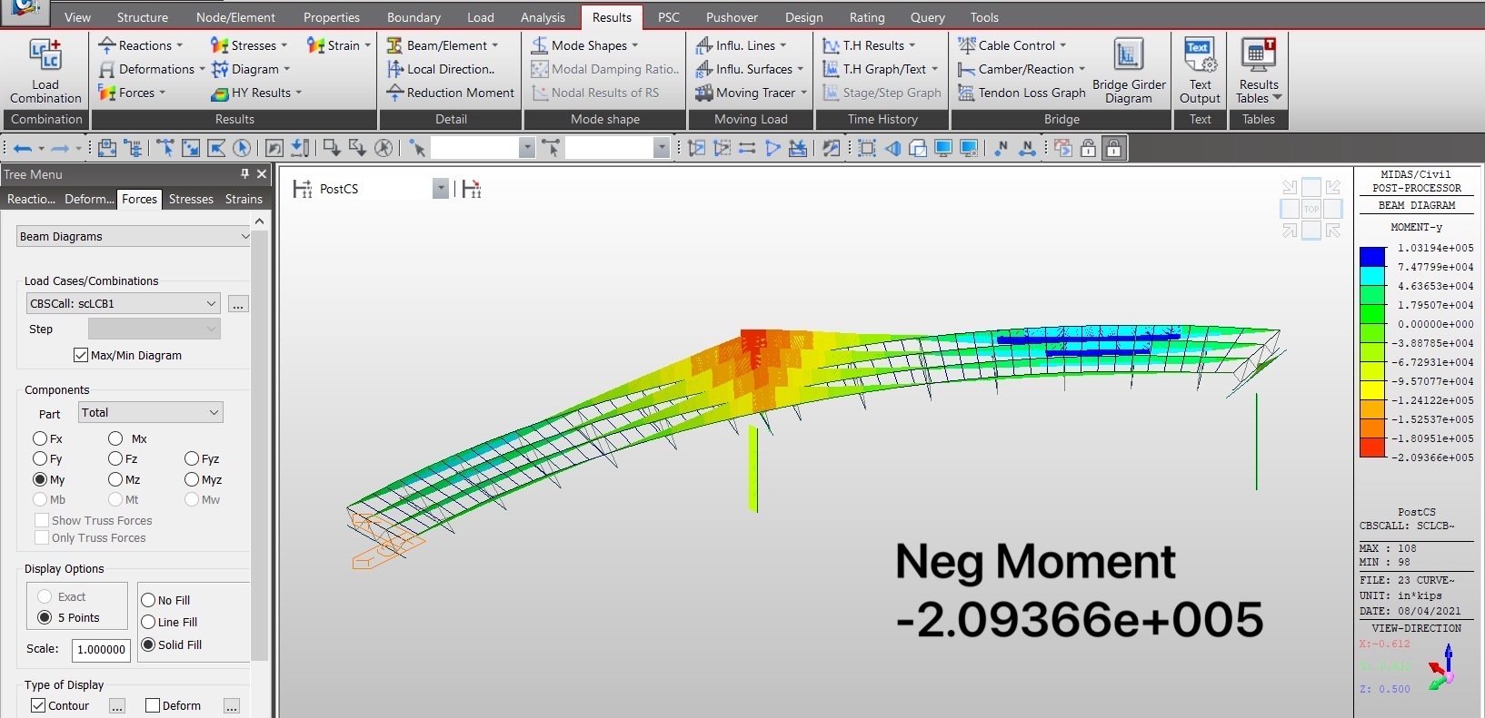 2-Span Steel Composite I Girder Curved Bridge with construction stag analysis